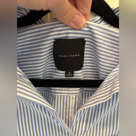 Alex Marie Pinstripe Tie Waist Button Midi Dress Size Small - Picture 2 of 8